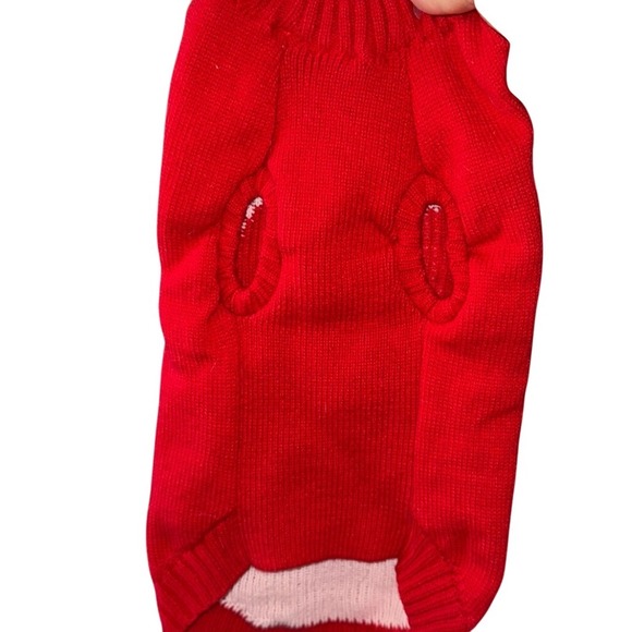 Top Paw Holiday Knit Dog Sweater - Red Heart Paw‎ Print Pullover Puppy medium - Picture 2 of 4